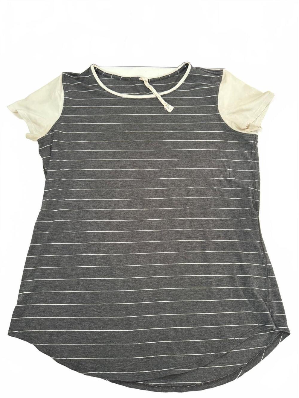 Lululemon Love Crew Short Sleeve T-shirt Heathered Gray Stripe Size 6